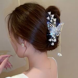 Lily Of The Valley Butterfly Metal Hair Claw Clip